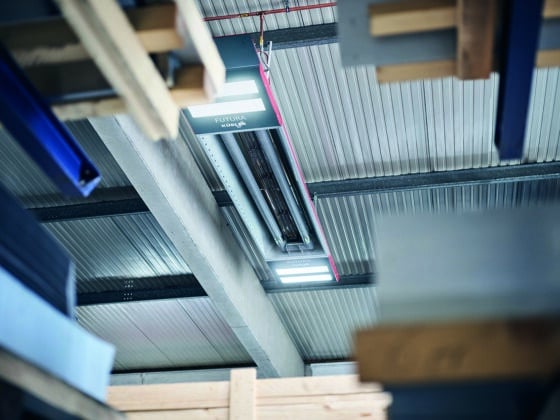 FUTURA hall heating with lighting mounted on the hall ceiling