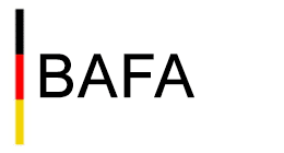 BAFA-Logo mit deutscher Flagge.