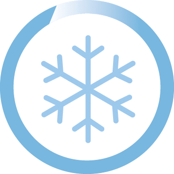 Symbol für Kälte, blaue Schneeflocke.