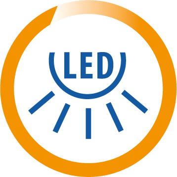 LED-Symbol auf orangem Hintergrund