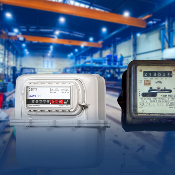 Gas and electricity meters in industrial environments