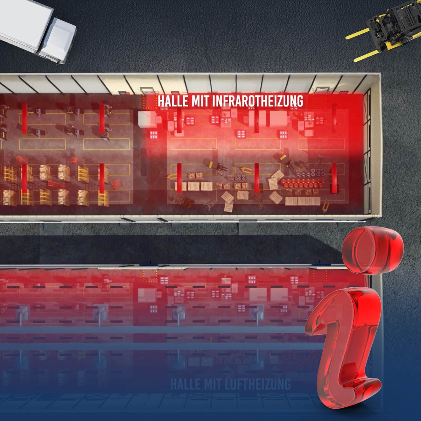 Comparison of infrastructure with infrared and air heating