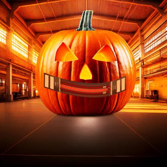 Large pumpkin lamp in a hall