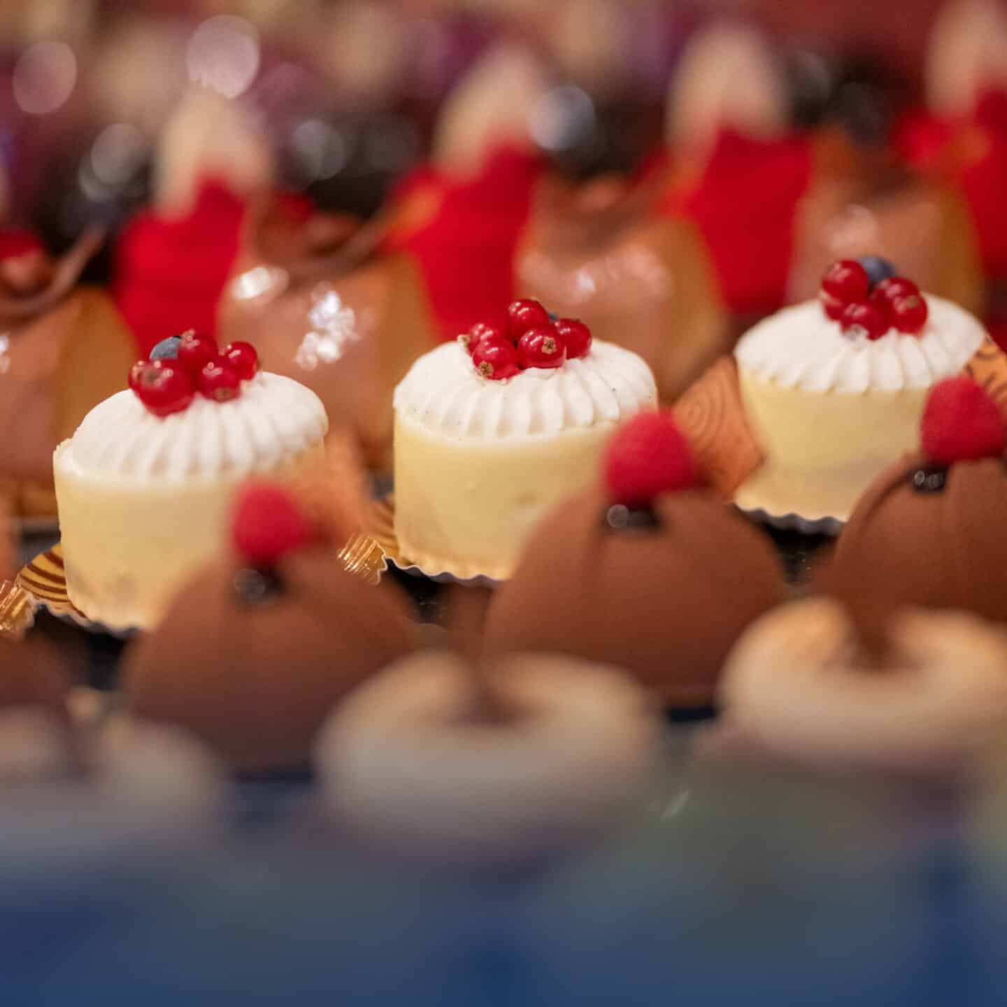 Various colorful chocolates on the table