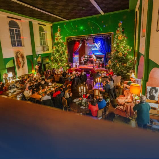 Christmas concert in a festively decorated hall