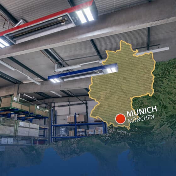 Warehouse with stylized map of Munich