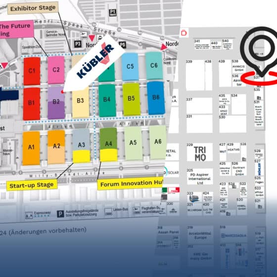 Farbige Messestand-Layout mit Markierungen und Beschriftungen