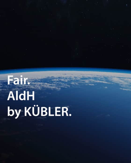 Jordens krumning med teksten "Fair. AldH af KÜBLER'.