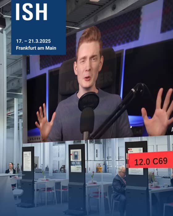 Moderator spricht auf Technologiemesse ISH 2025