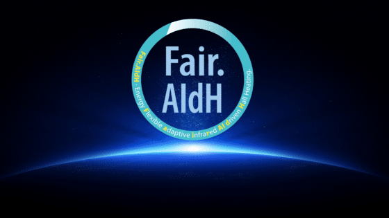 Logo for FairAldH above the earth's horizon in space